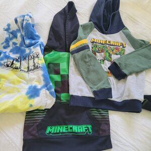 3 Minecraft hooded sweatshirts kids size 8